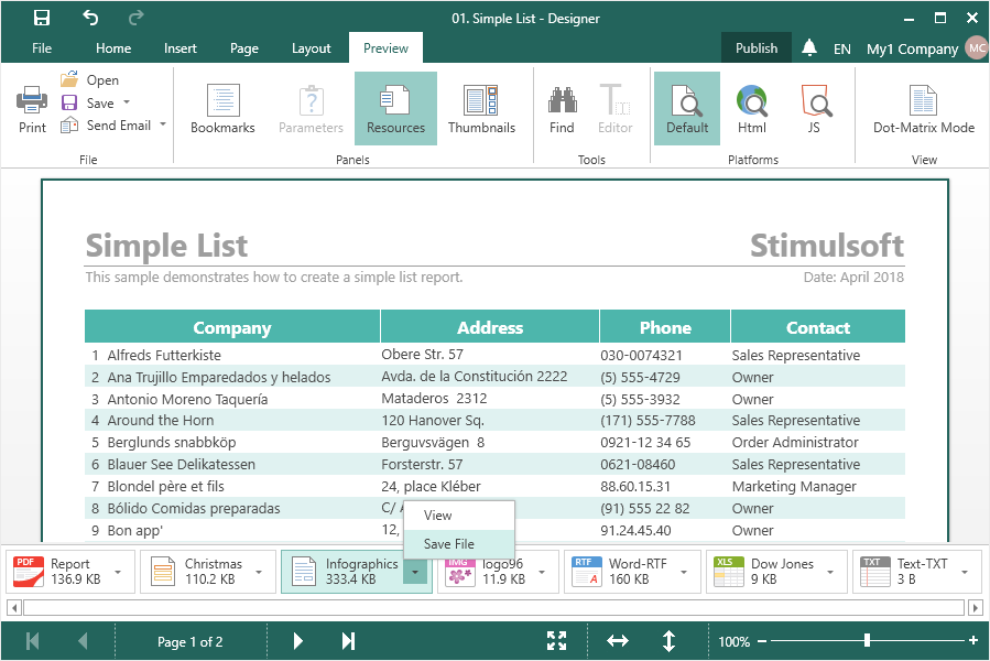 pass variable to stimulsoft report