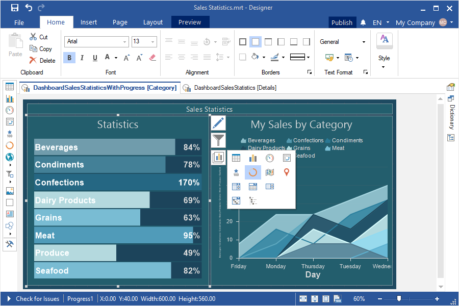 Change the element type of the dashboard