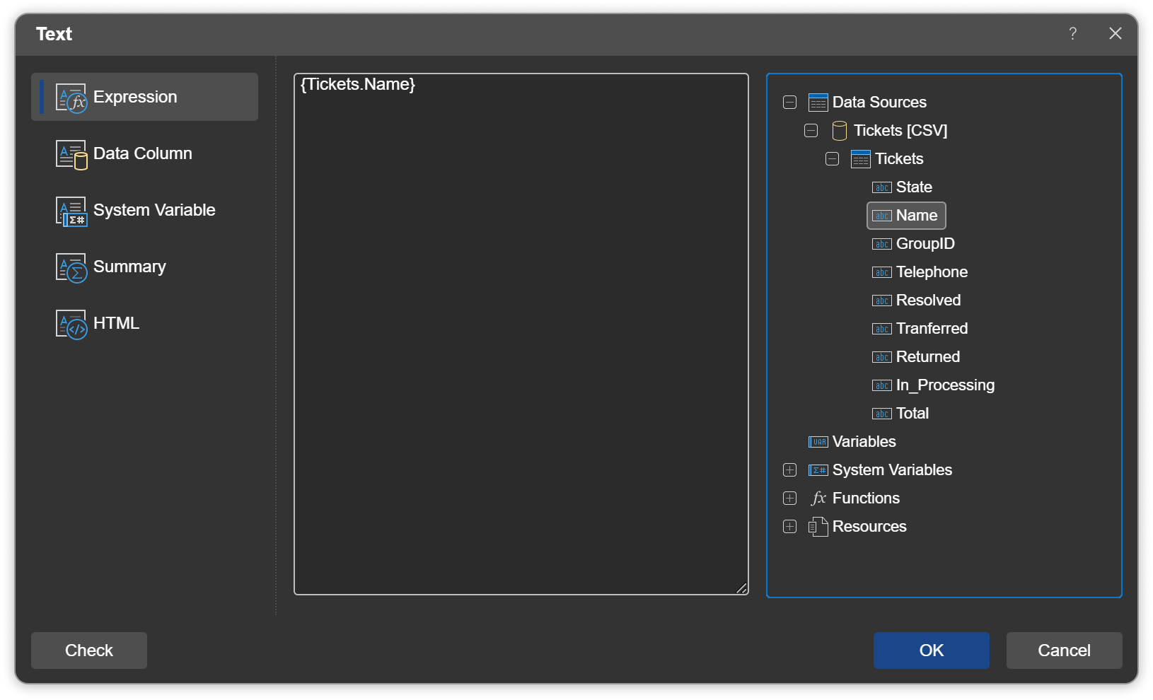 Data dictionary in editors