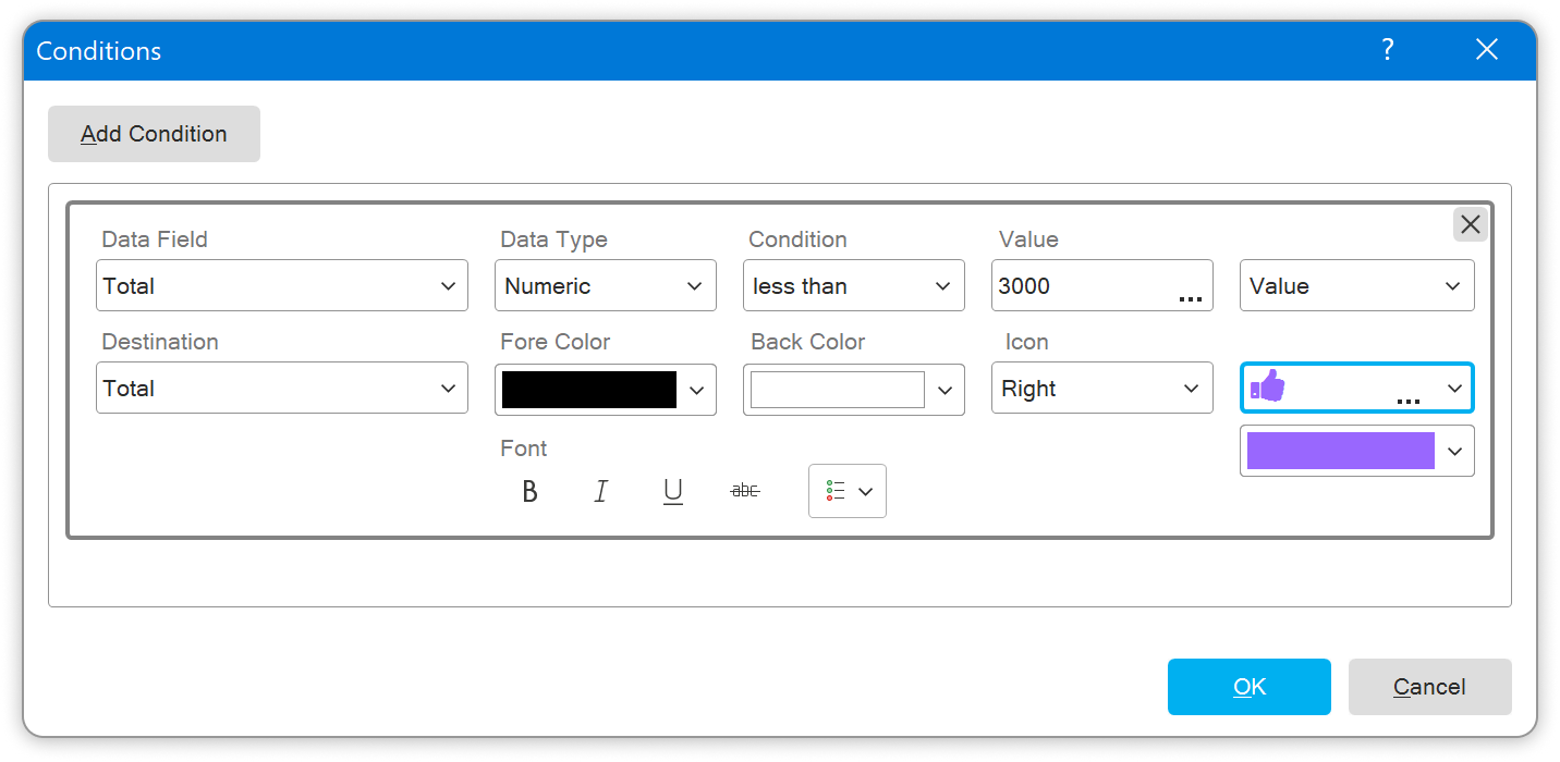 Icons in conditional formatting