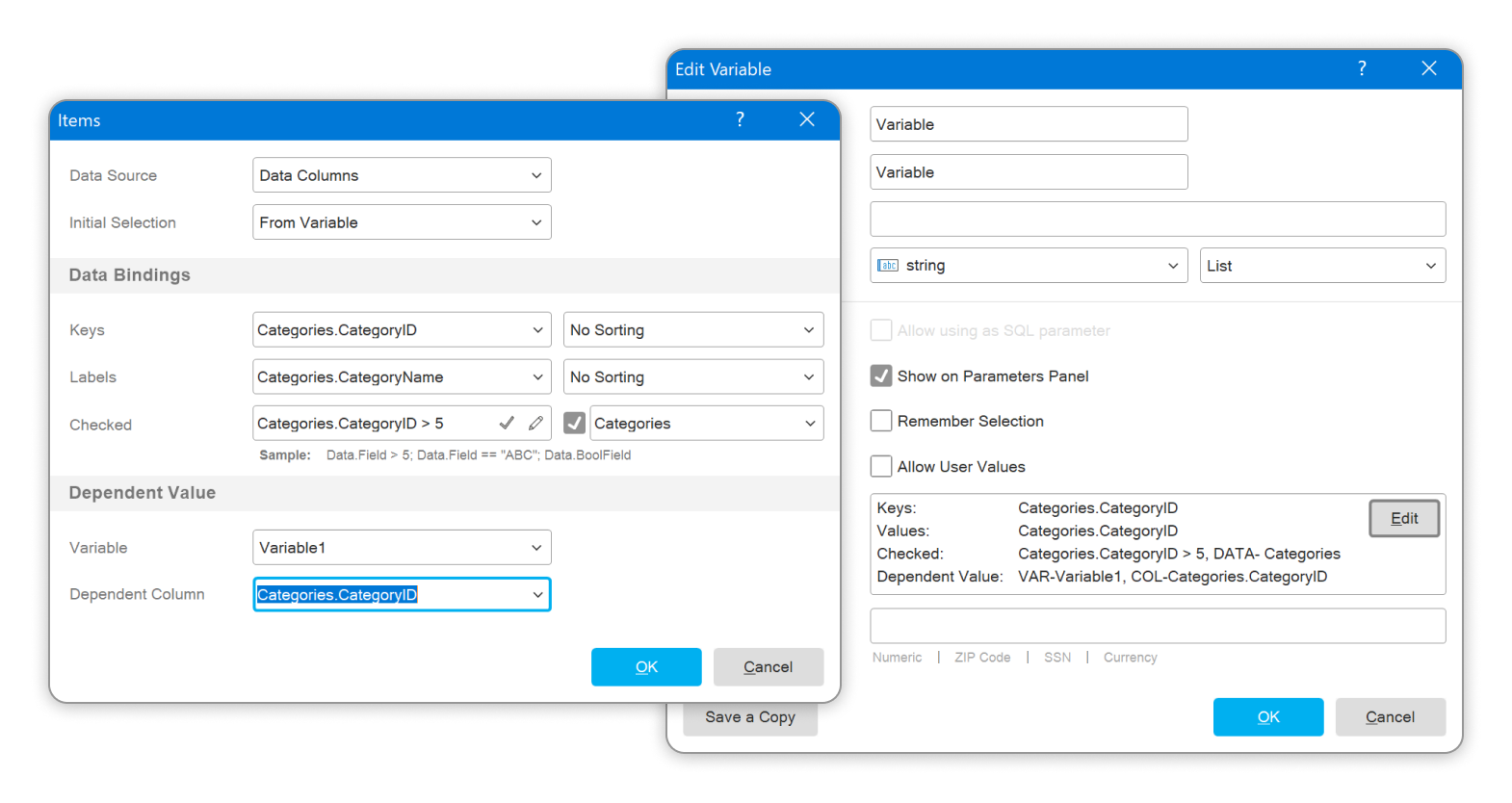 Erneuerter Variable-Editor