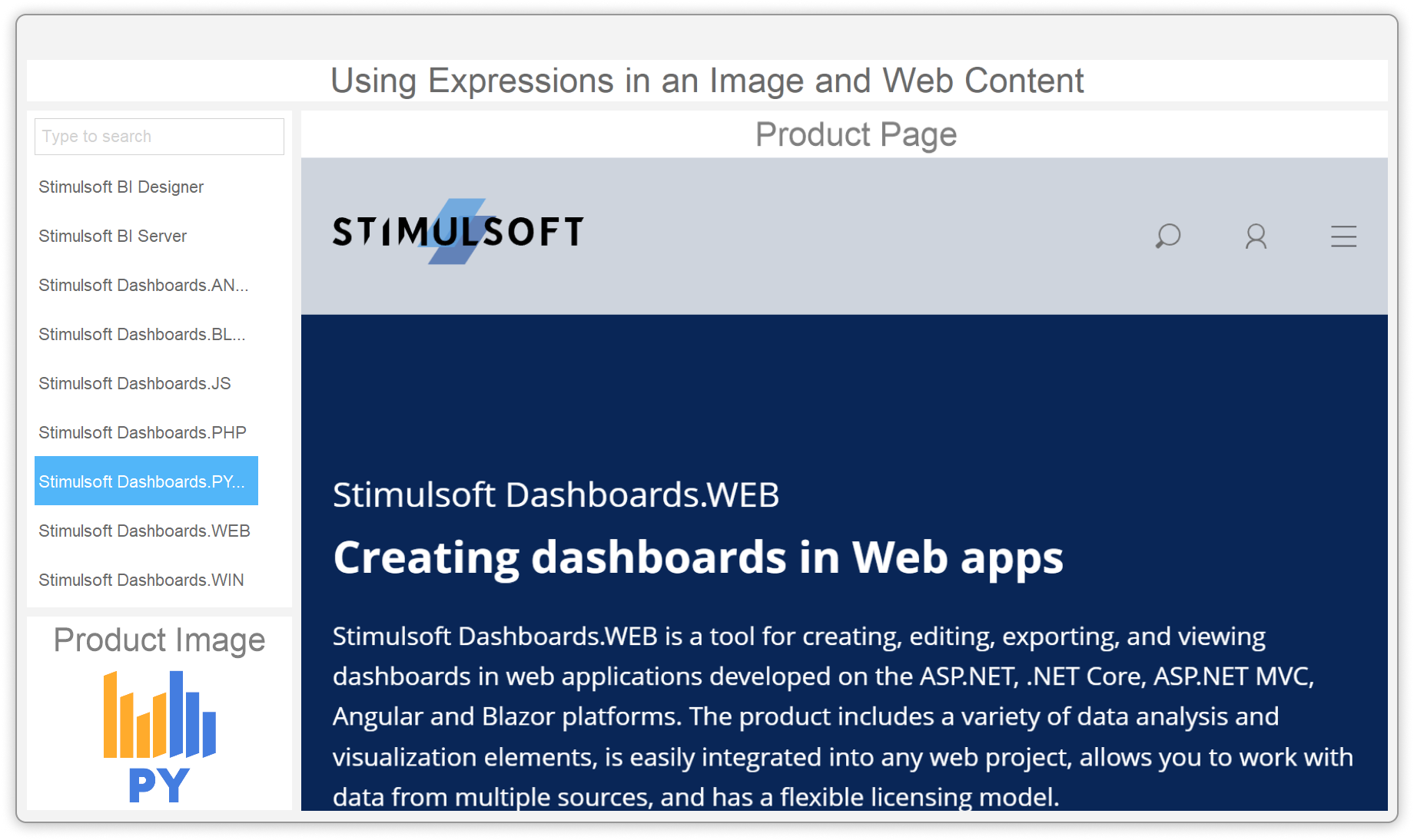 Expressions in Web Content in dashboards