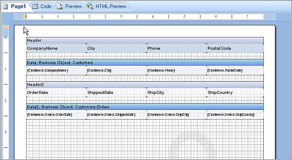 Add Master and Detail tables to report layout