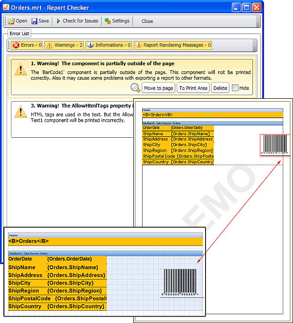 Fix report in Report Checker