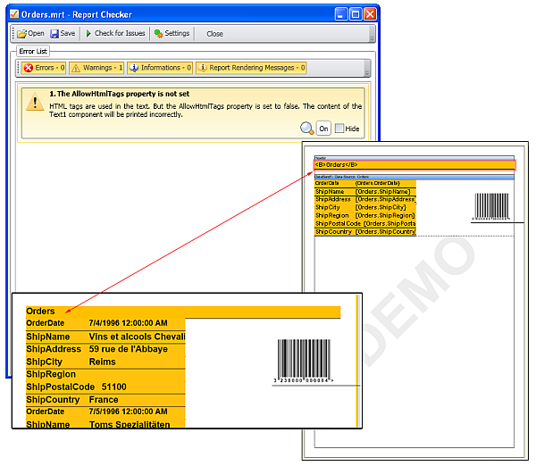 Fix report in Report Checker